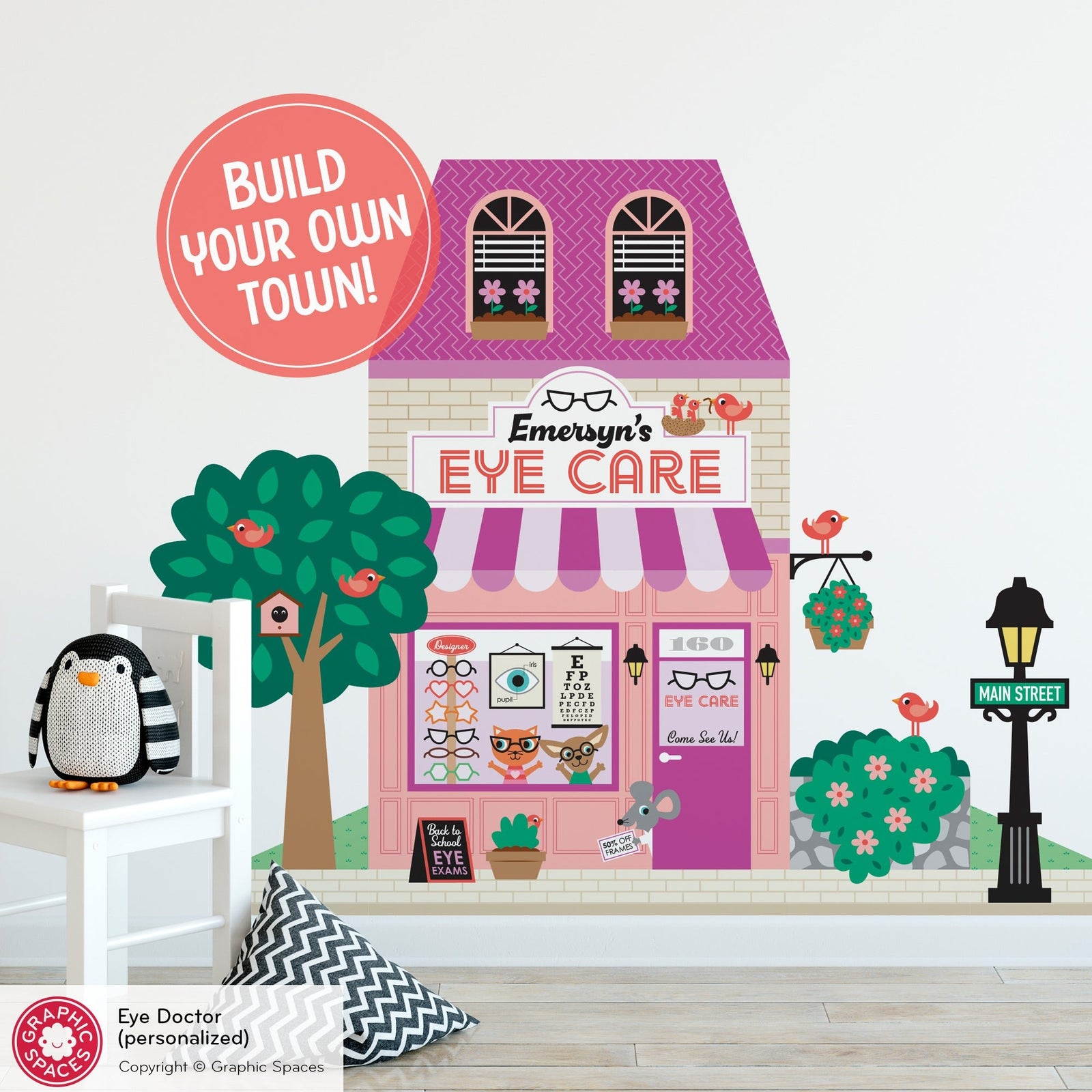 Kids Wall Decal - Happy Town Eye Care (Personalized) Graphic Spaces
