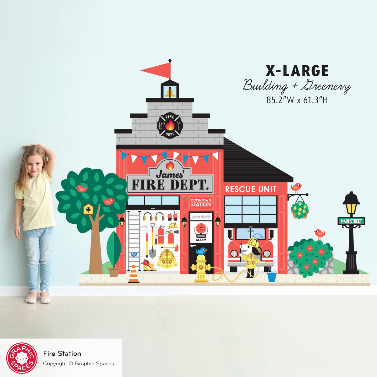 Fire Station Fabric Wall Decal - Happy Town