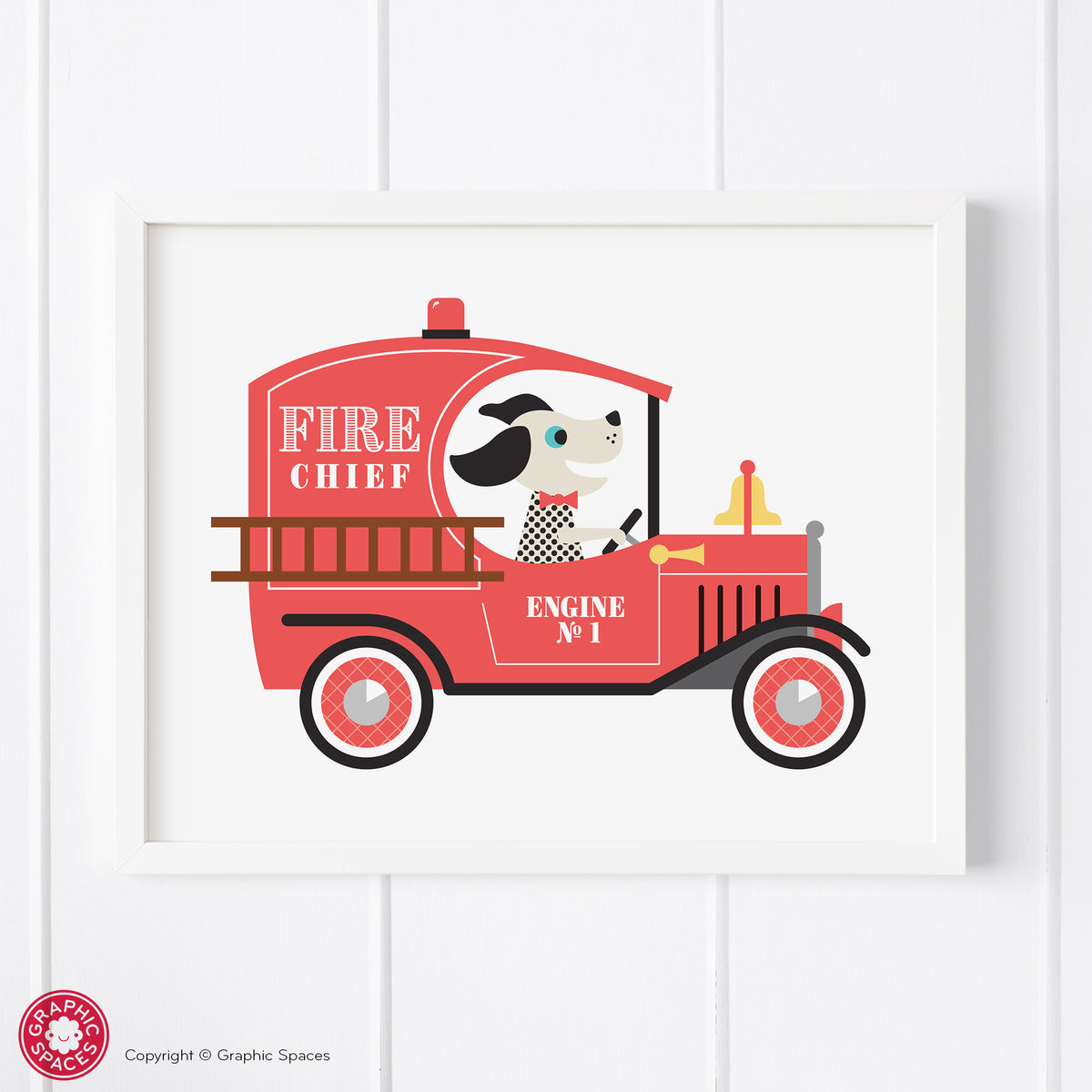 Fire Engine nursery art print.