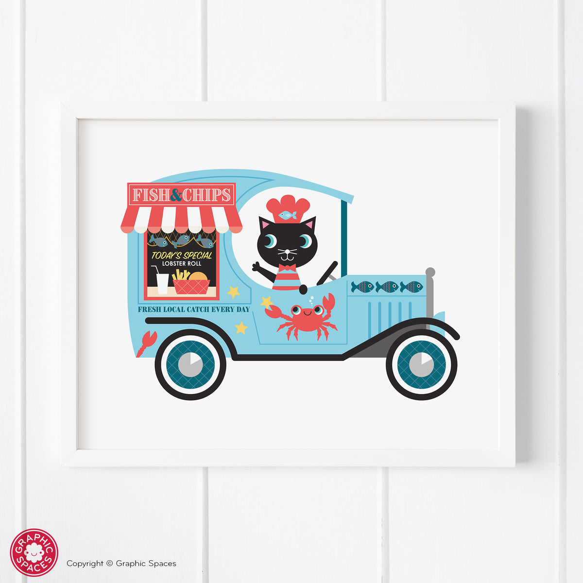 Fish and Chips nursery art print.