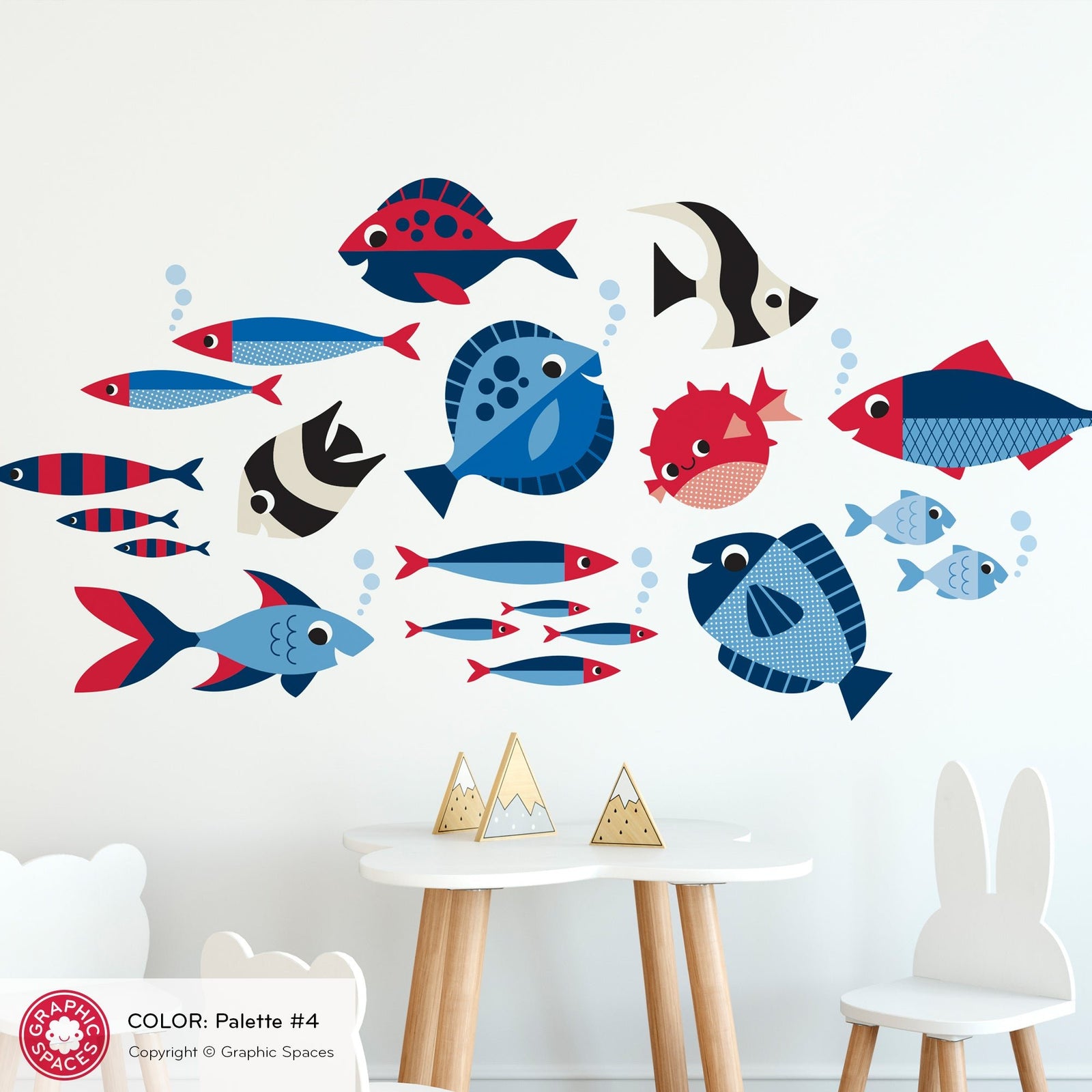 Wall Decal - Fish School Assorted (Nautical Palette #4) - Graphic Spaces