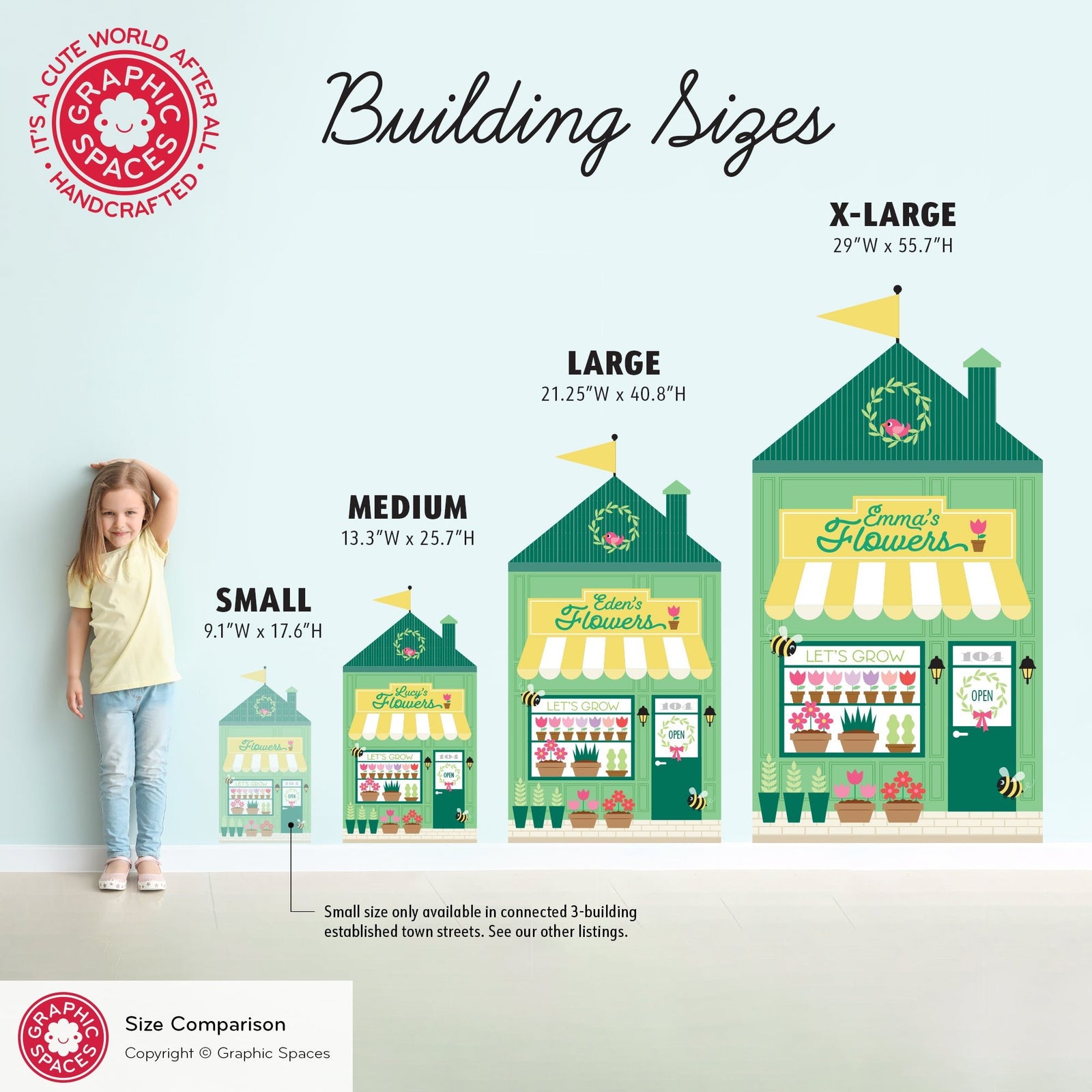 Kids Wall Decal - Happy Town Flower Shop (Personalized) - Graphic Spaces