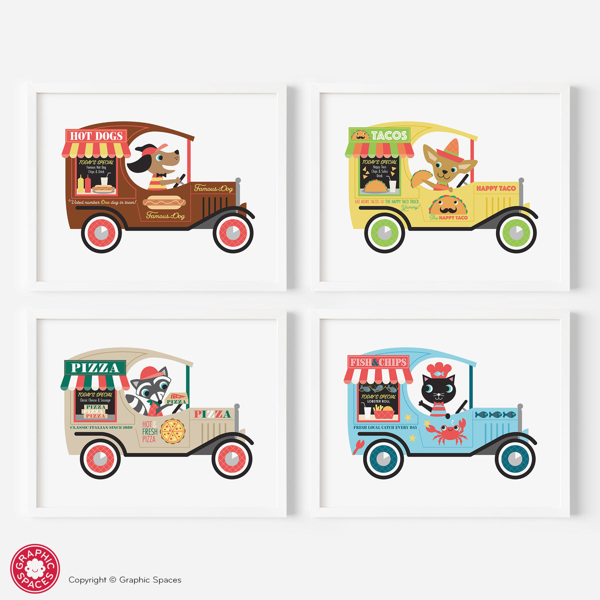 Food Truck Art Prints - Set of 4