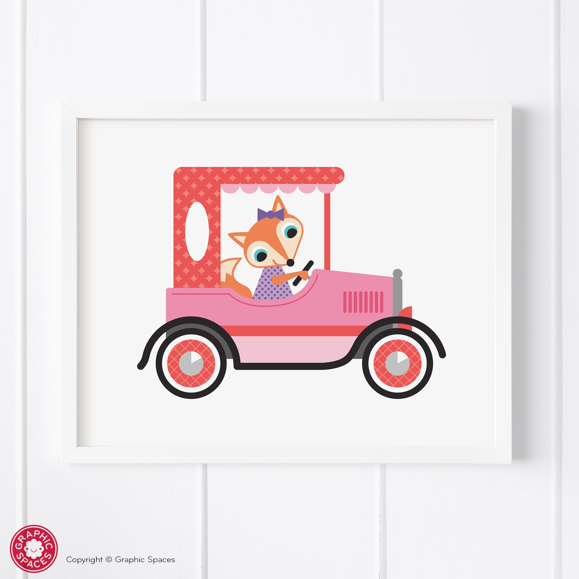 Car nursery art prints, animals.