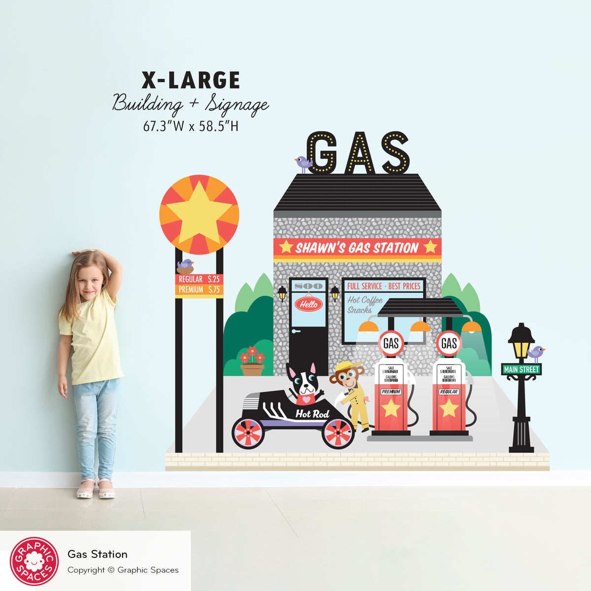 Gas Station Fabric Wall Decal - Happy Town