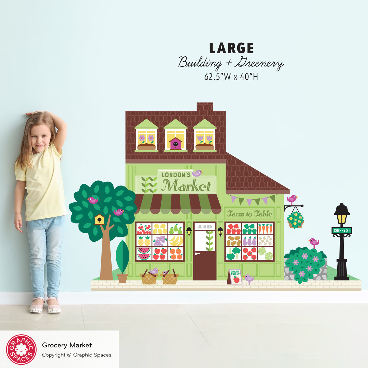 Grocery Store Market Fabric Wall Decal - Happy Town