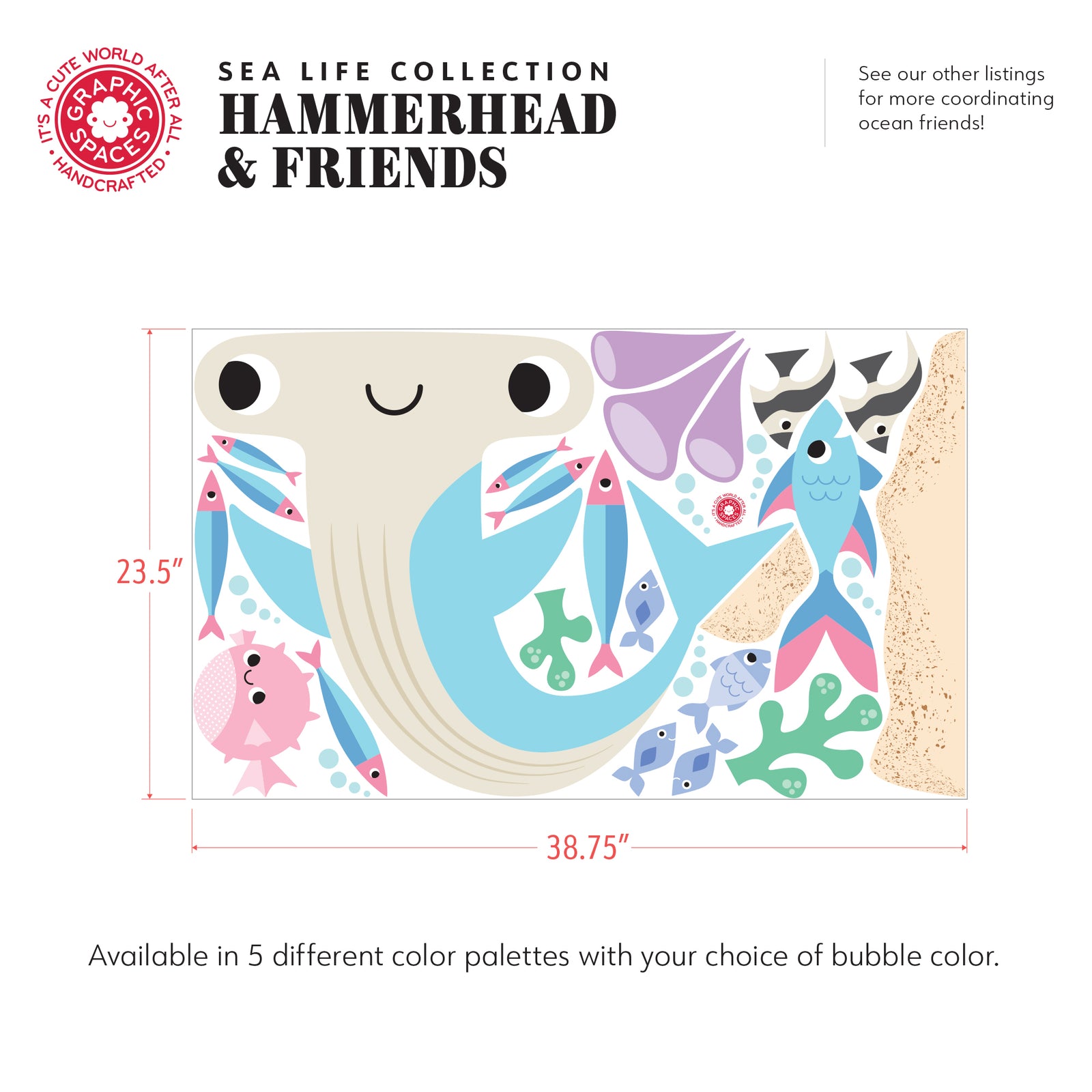 Wall Decal - Hammerhead Shark & Ocean Friends - Graphic Spaces