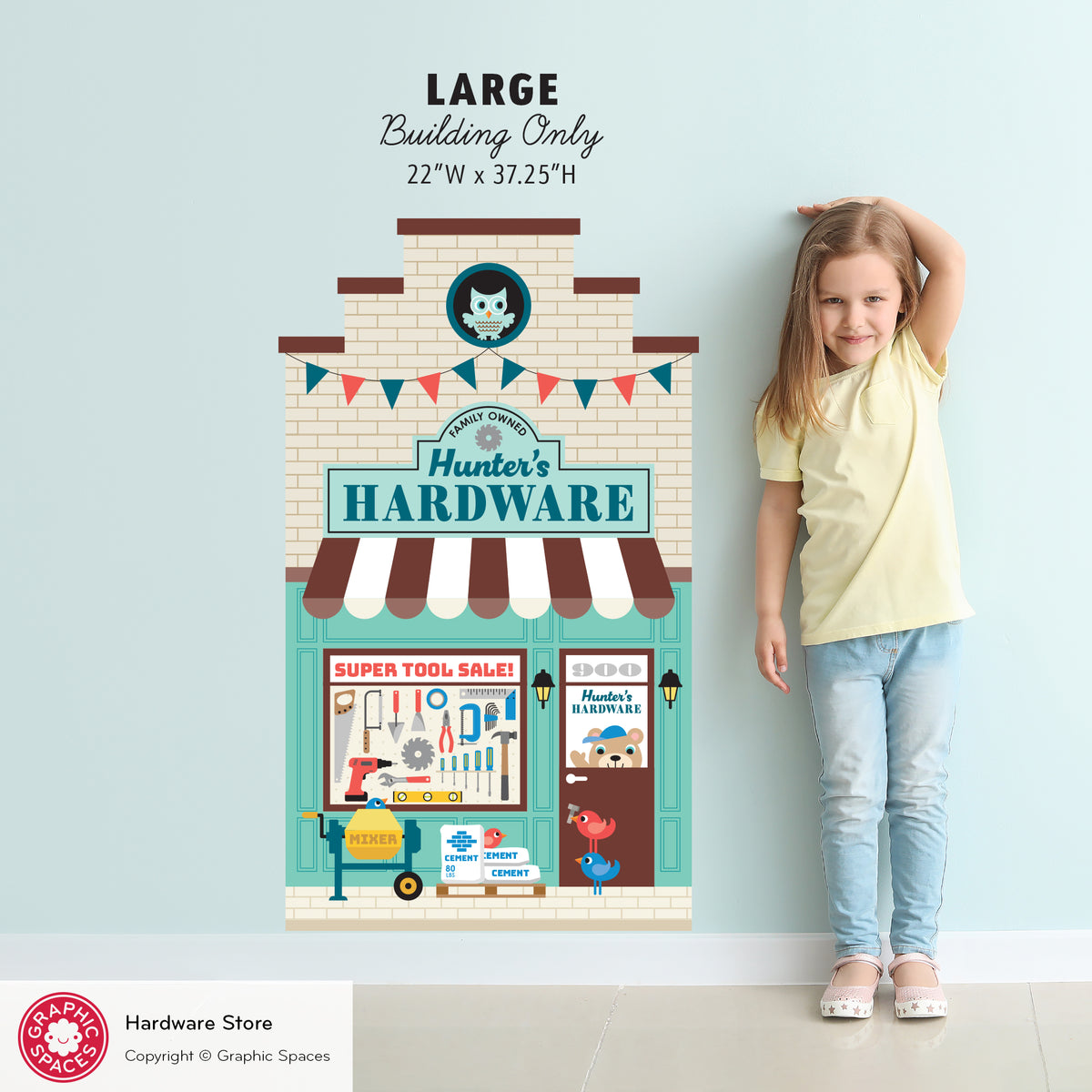 Hardware Store Fabric Wall Decal - Happy Town