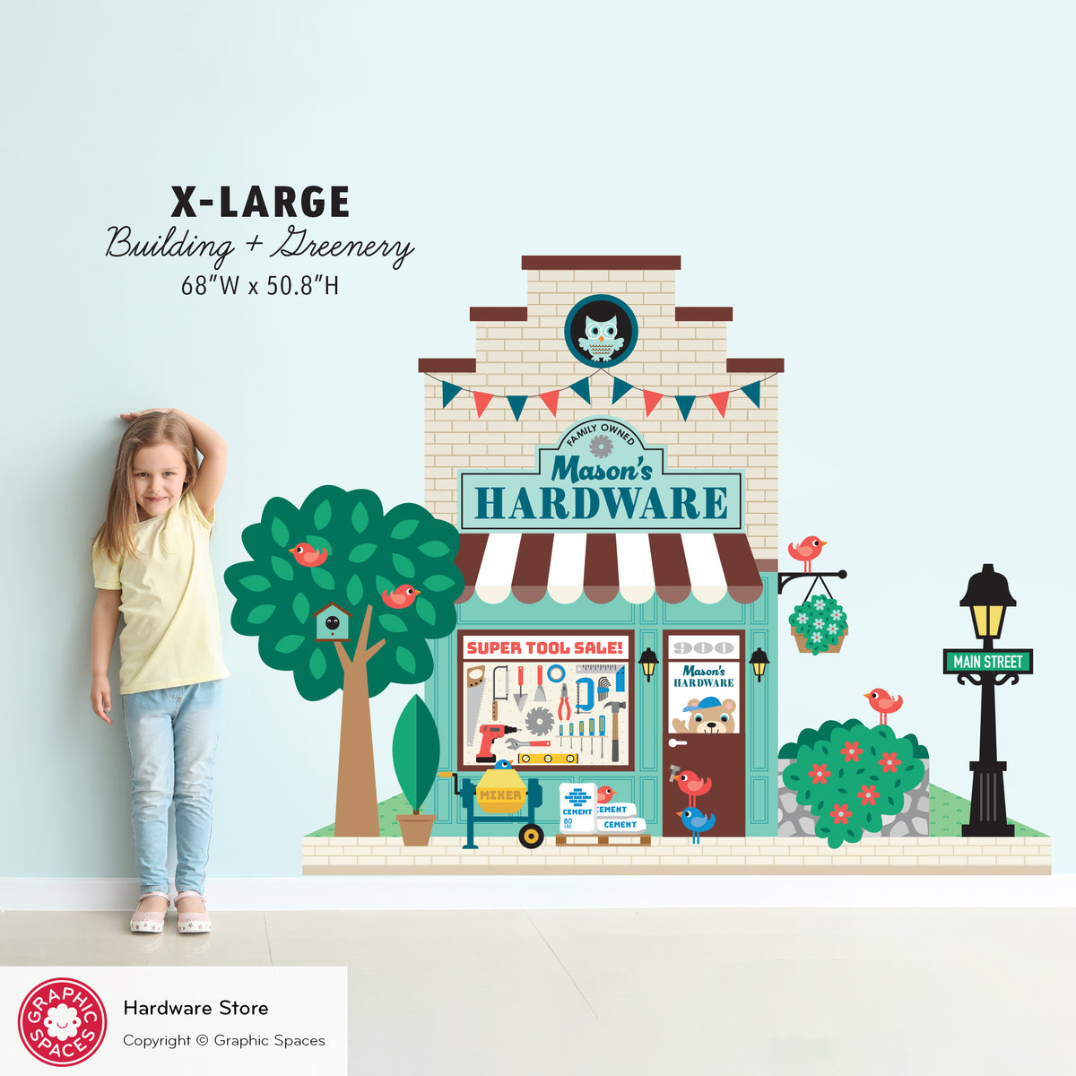 Hardware Store Fabric Wall Decal - Happy Town