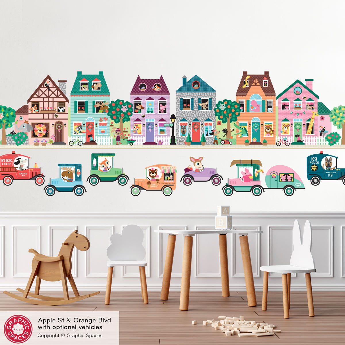 Happy Town Houses Fabric Wall Decals - Orange Blvd