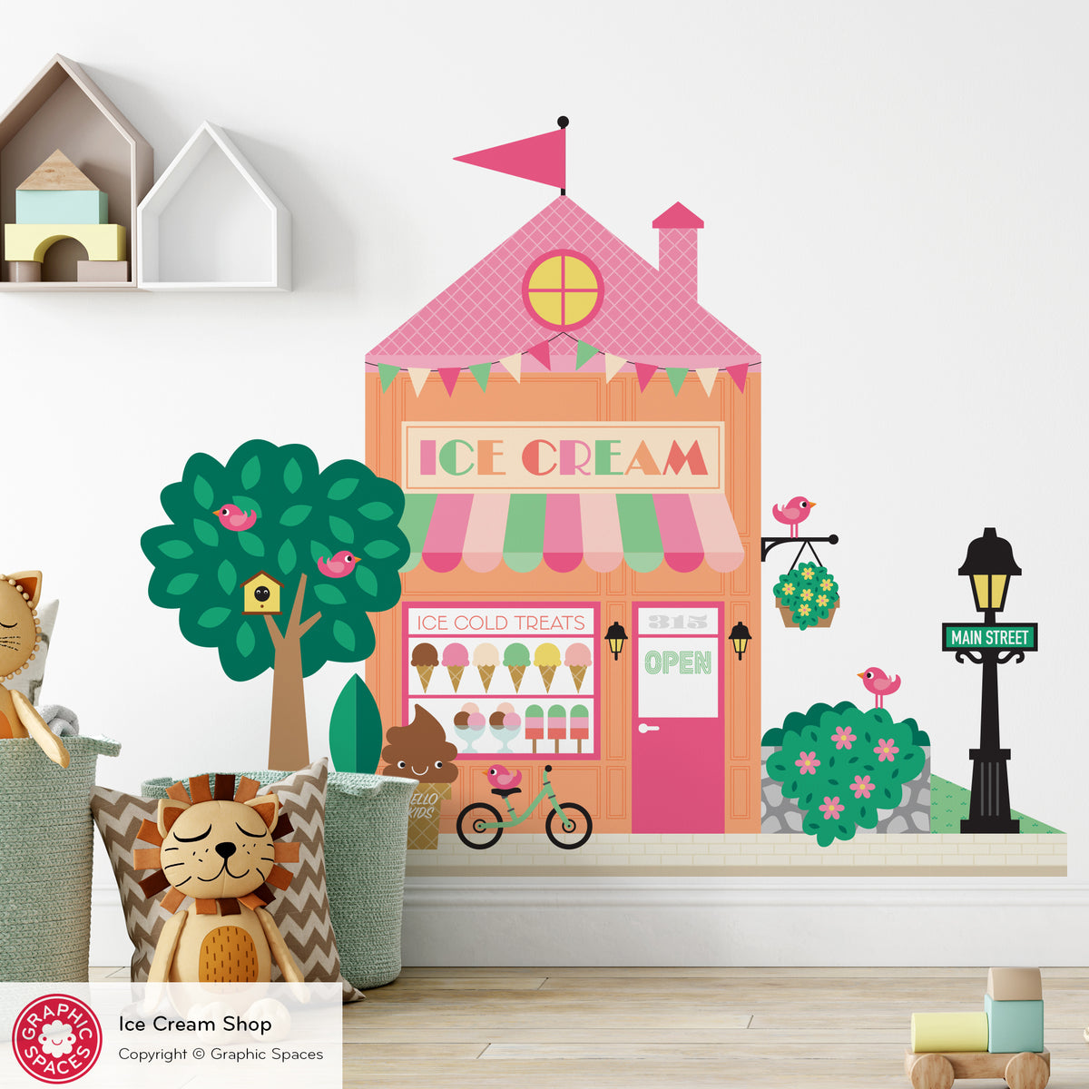 Ice Cream Shop Fabric Wall Decal - Happy Town