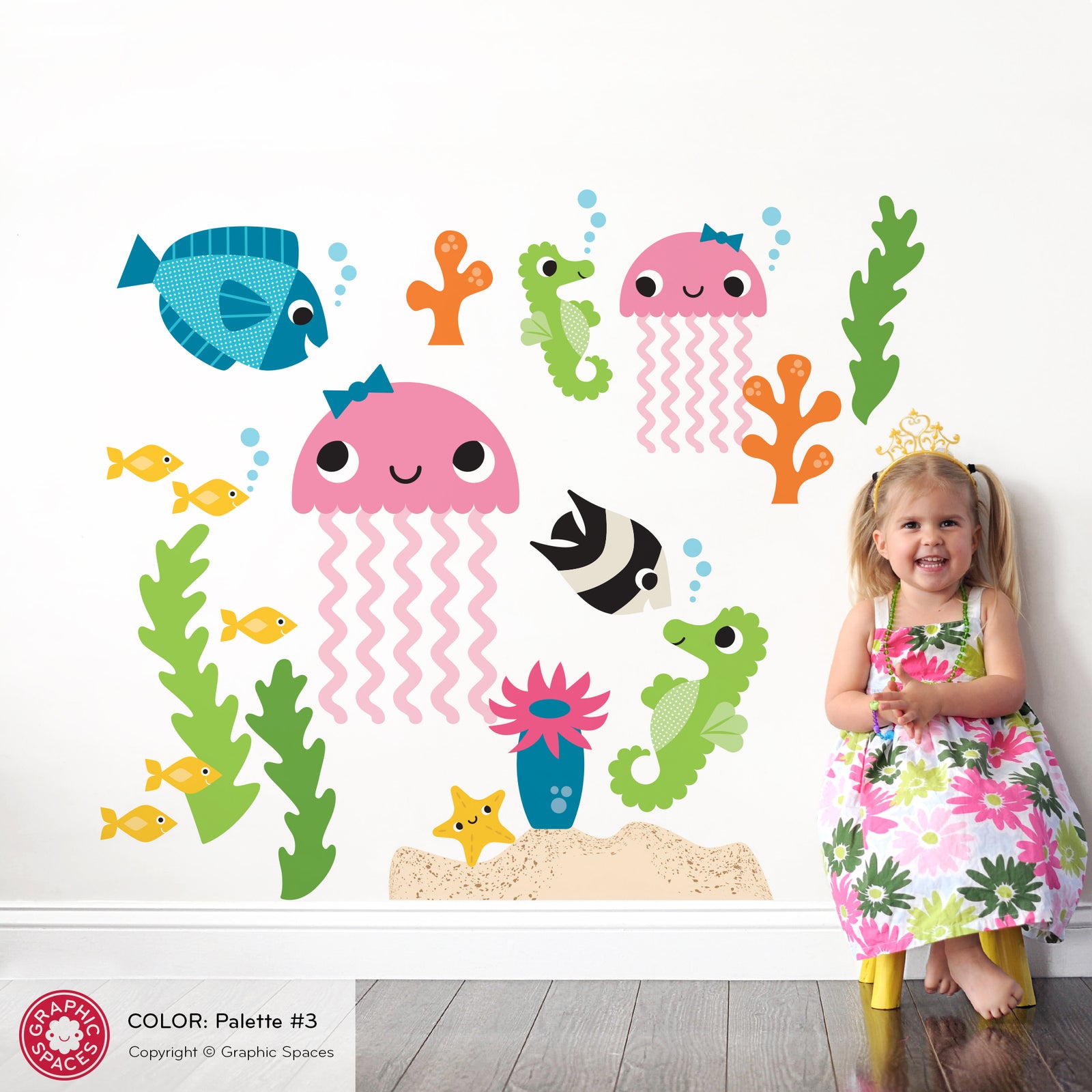 Kids Wall Decal - Jellyfish & Ocean Friends (3 - Tropical) - Graphic Spaces