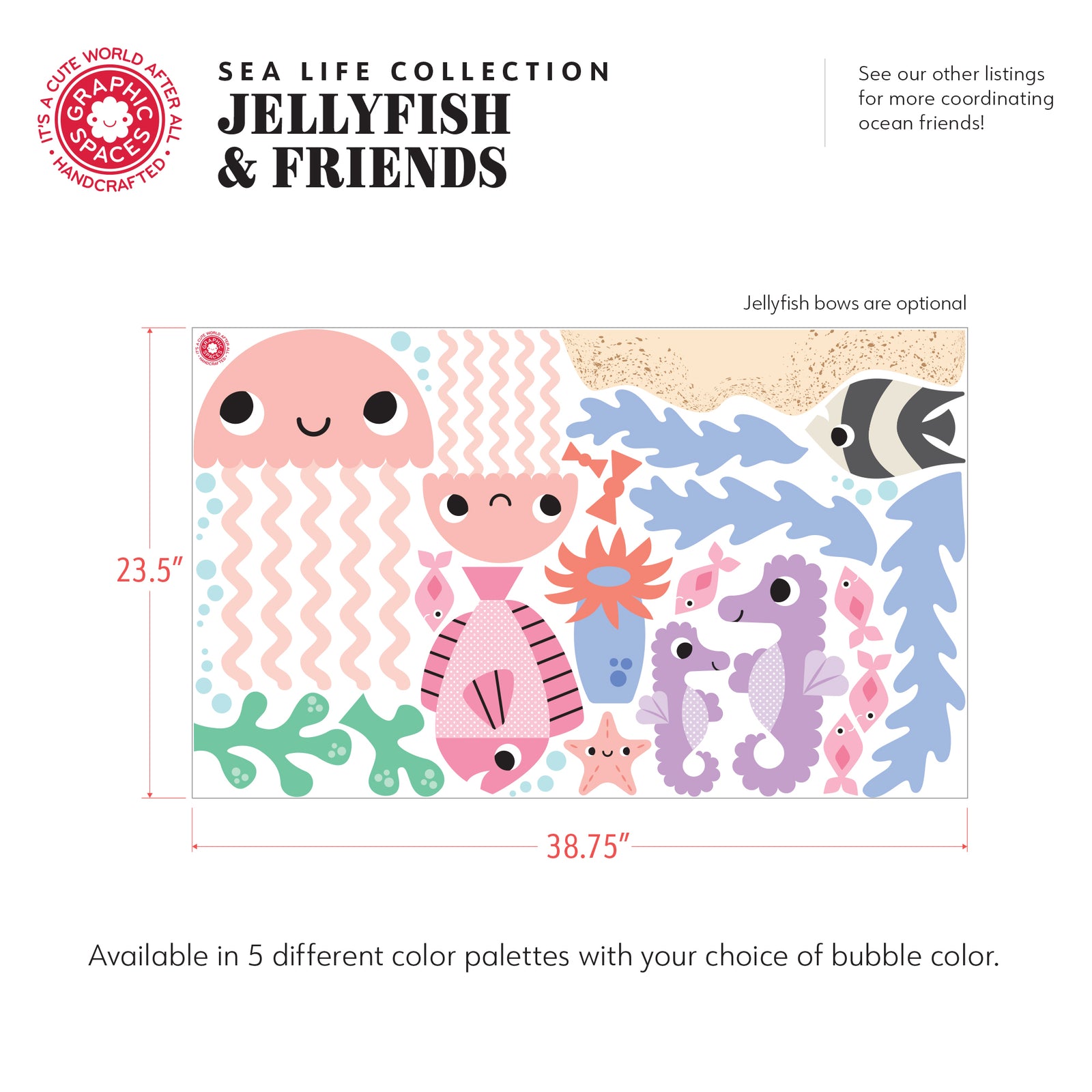 Kids Wall Decal - Jellyfish & Ocean Friends (3 - Tropical) - Graphic Spaces