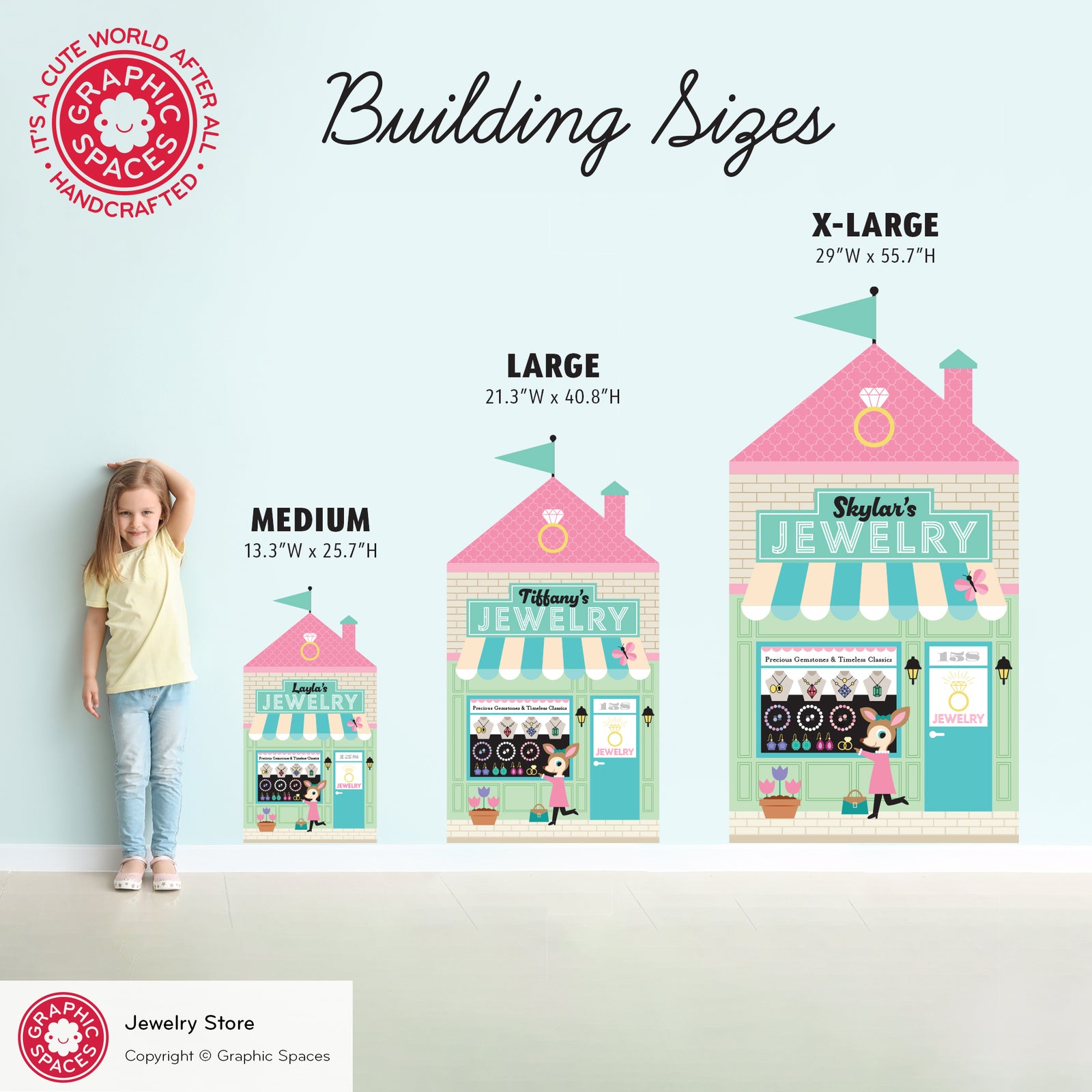 Kids Wall Decal - Happy Town Jewelry Shop (Personalized) - Graphic Spaces