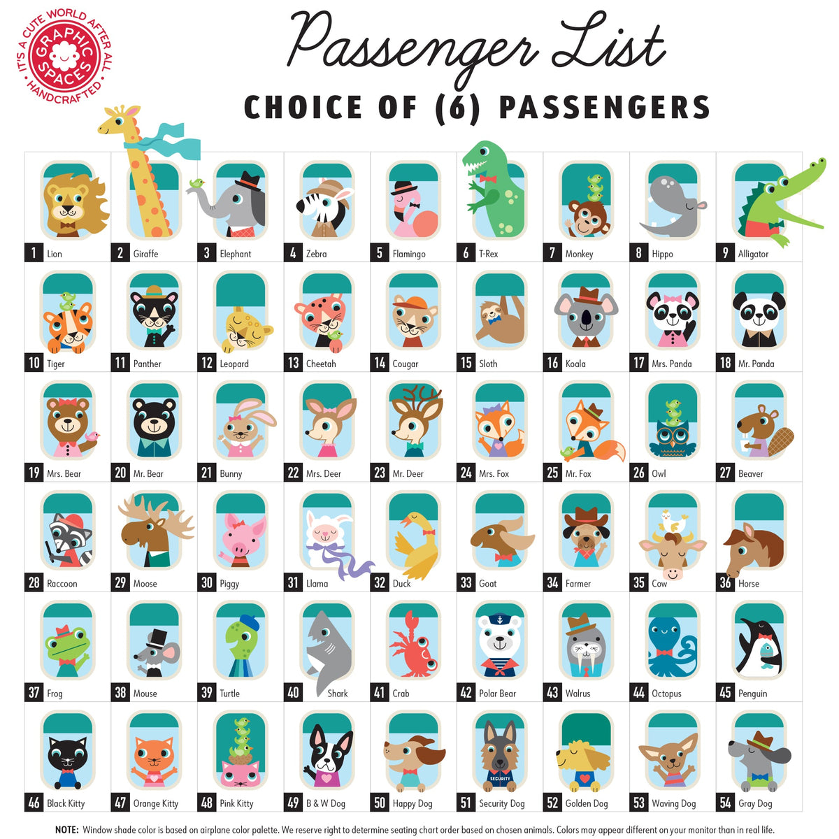 Wall Decal - Jumbo Jet &amp; Animal Passengers (Personalized, Boy)