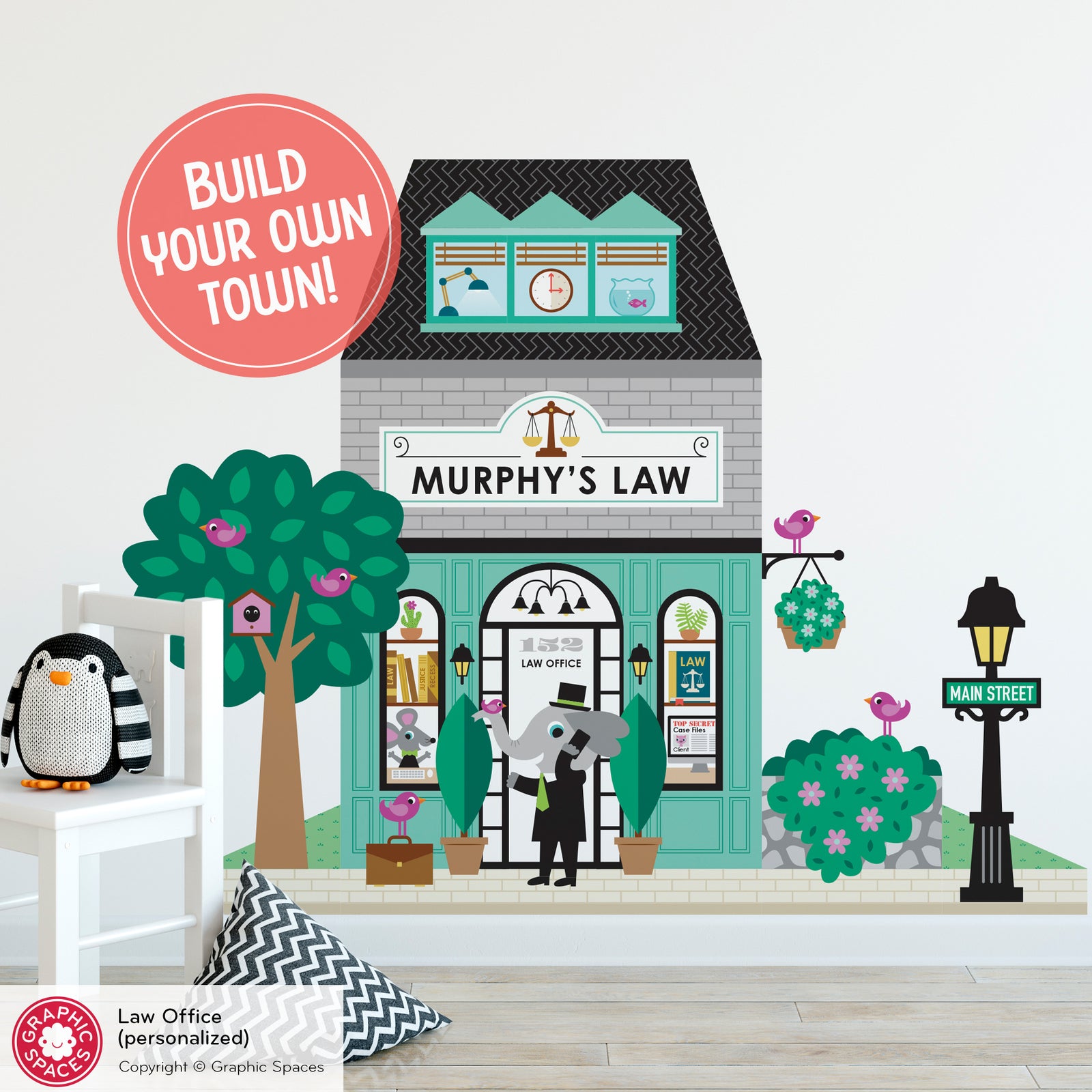 Kids Wall Decal - Happy Town Law Office (Personalized) - Graphic Spaces