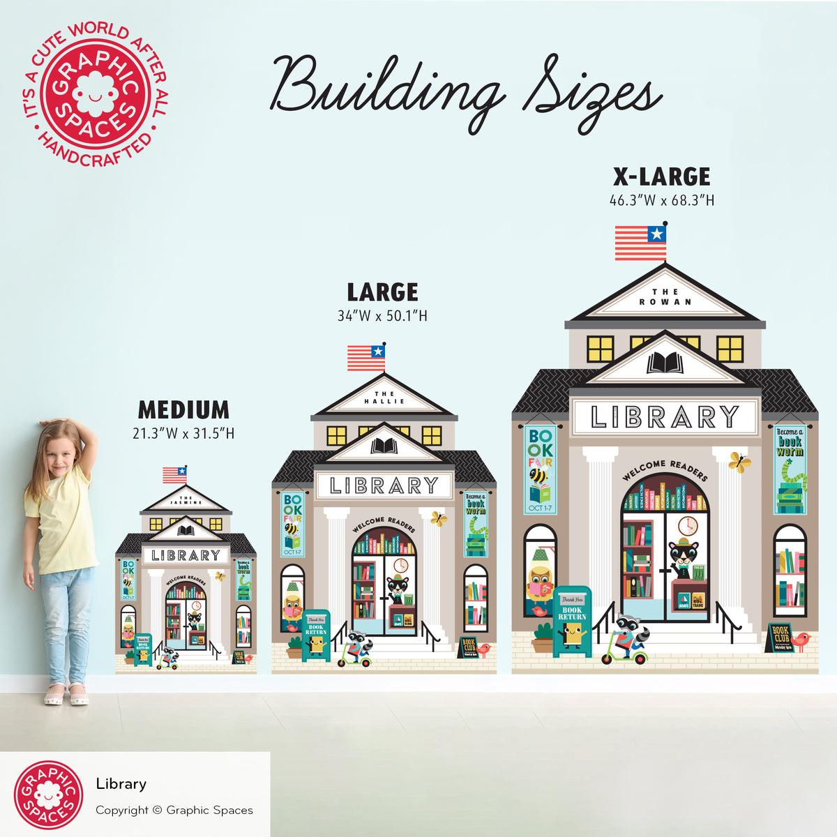 Wall Decal - Happy Town Library (Personalized)