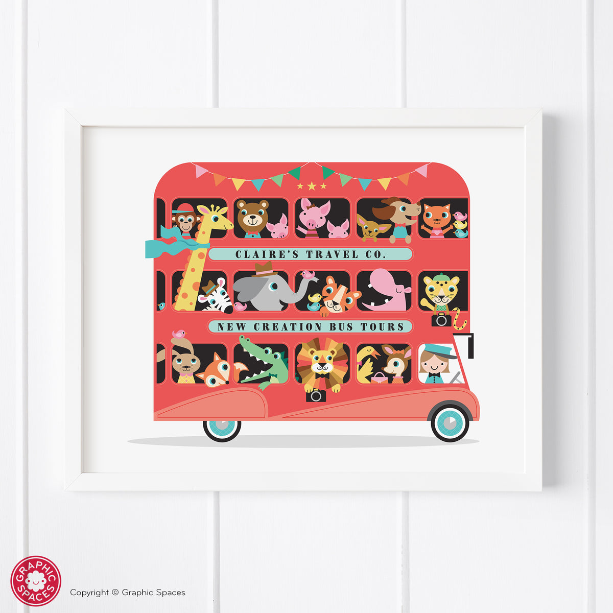 Animal Zoo London Bus Art Print - Girl