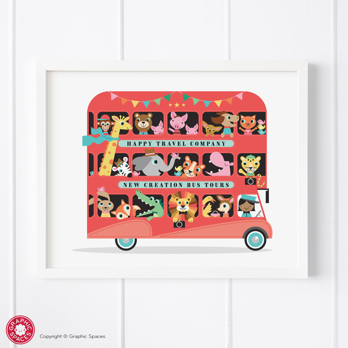 Animal Zoo London Bus Art Print - Girl