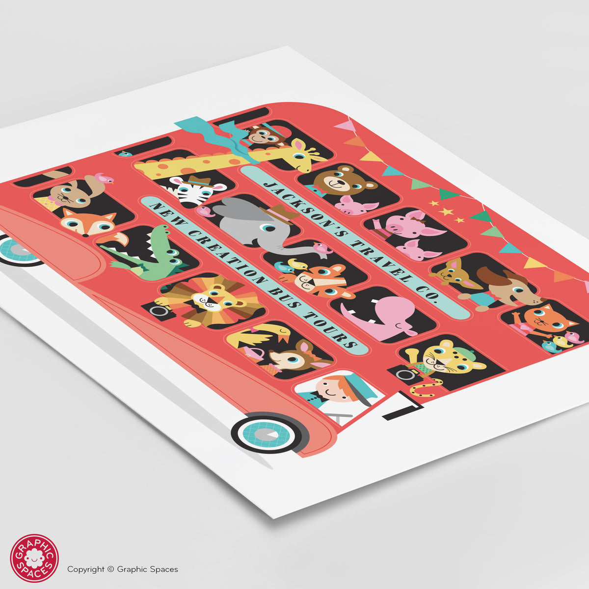 Animal Zoo London Bus Art Print - Boy