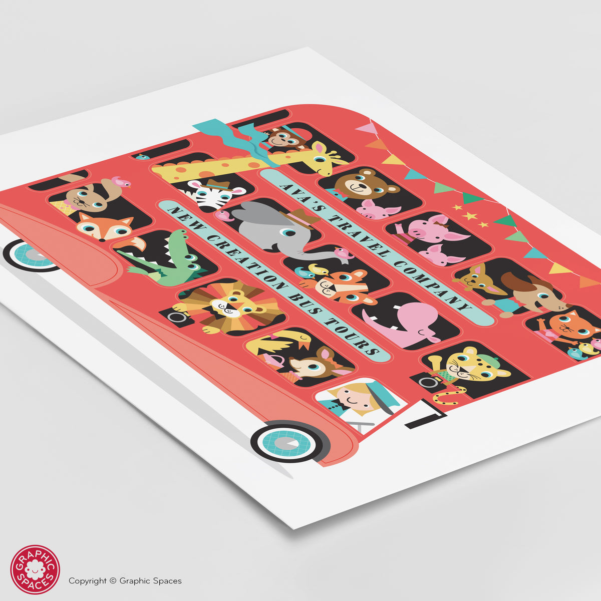 Animal Zoo London Bus Art Print - Girl