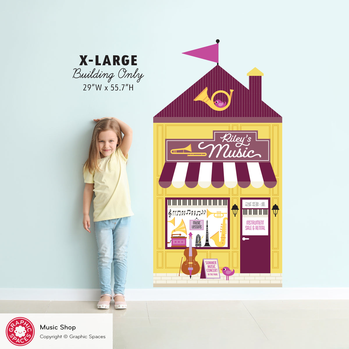 Music Shop Fabric Wall Decal - Happy Town
