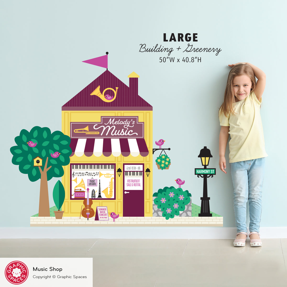 Music Shop Fabric Wall Decal - Happy Town