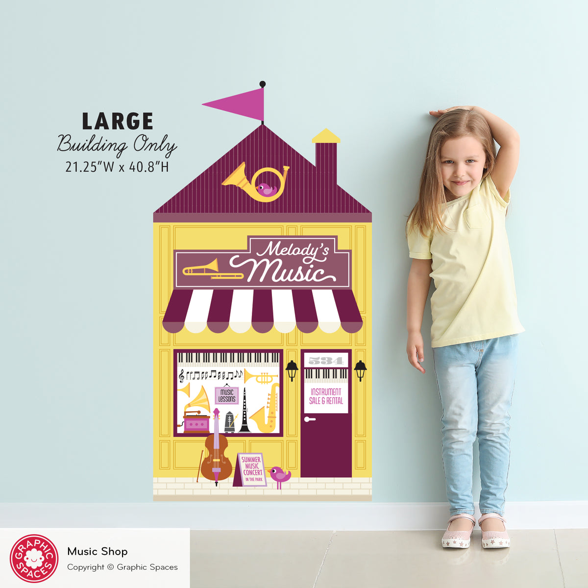 Music Shop Fabric Wall Decal - Happy Town
