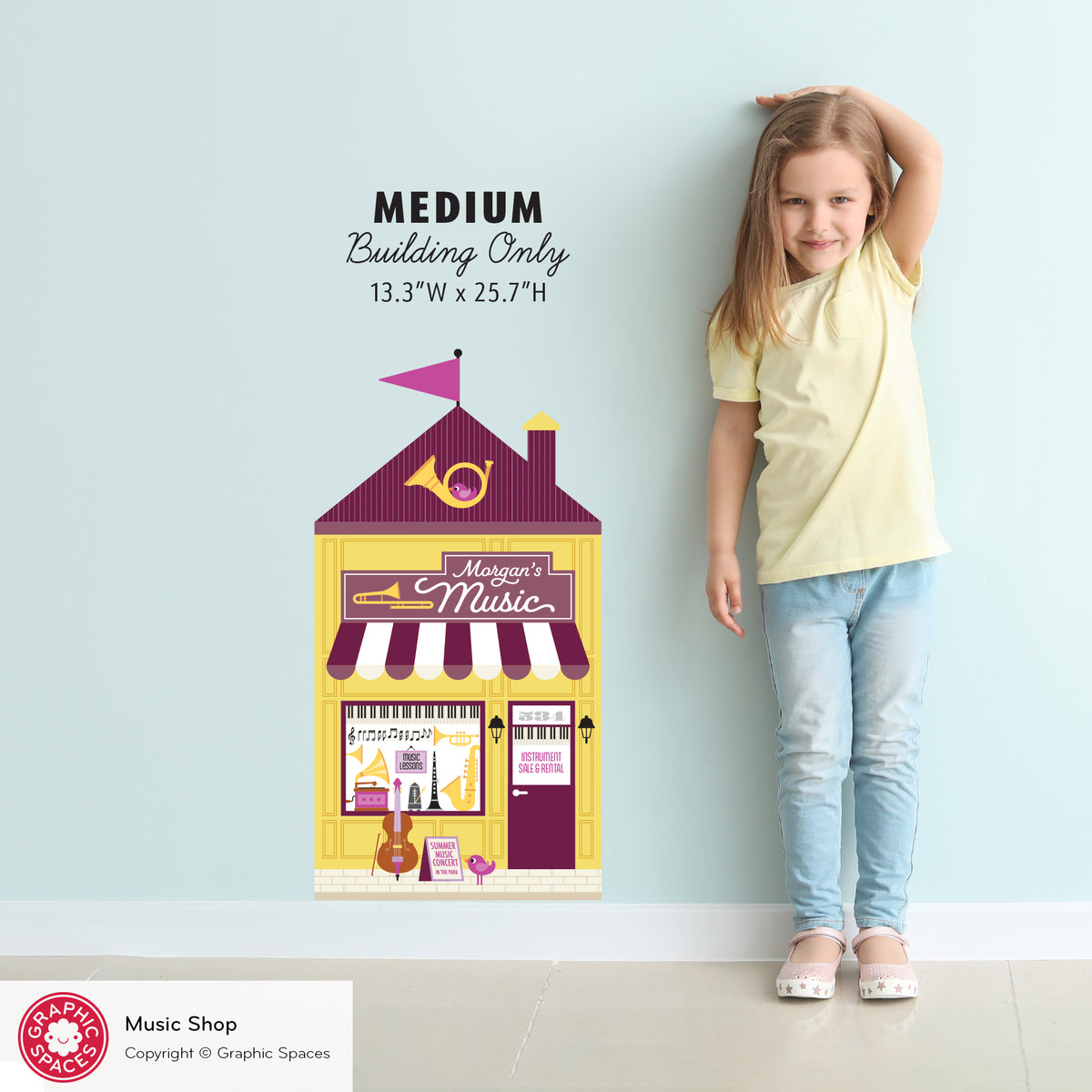 Music Shop Fabric Wall Decal - Happy Town