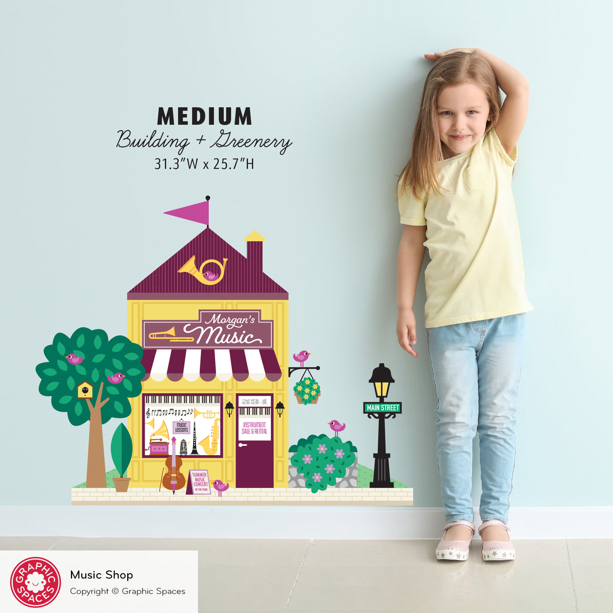 Music Shop Fabric Wall Decal - Happy Town