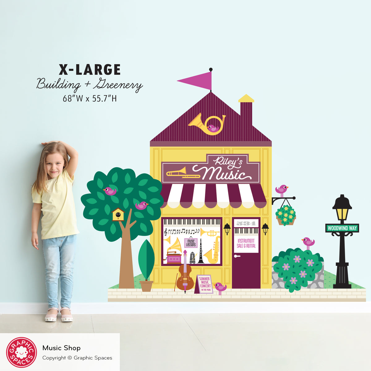 Music Shop Fabric Wall Decal - Happy Town