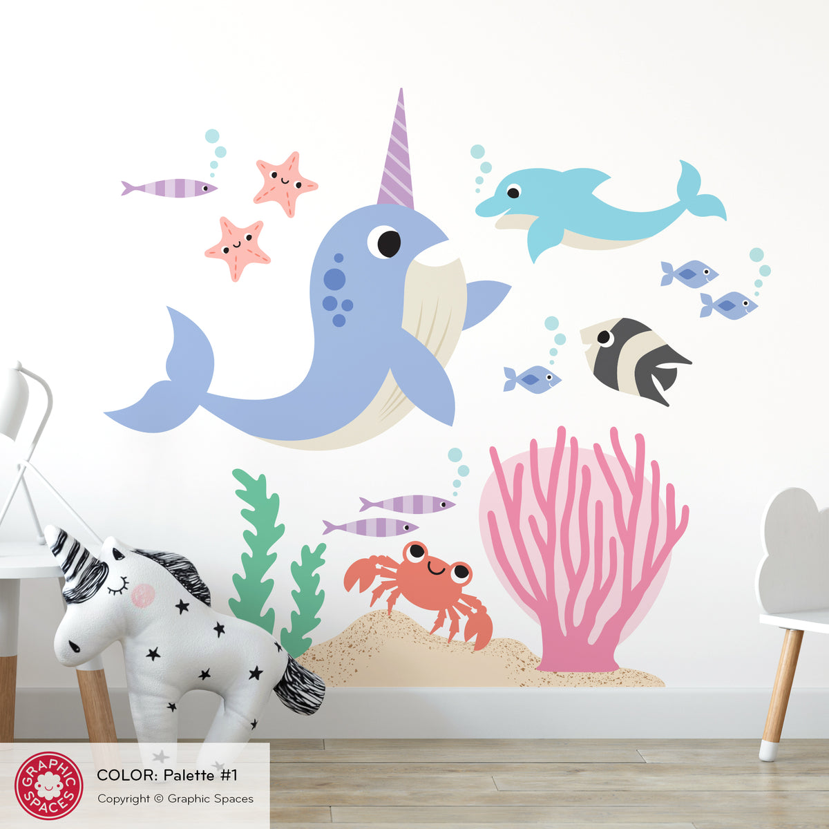 Narwhal &amp; Ocean Friends Peel-and-Stick Wall Decals