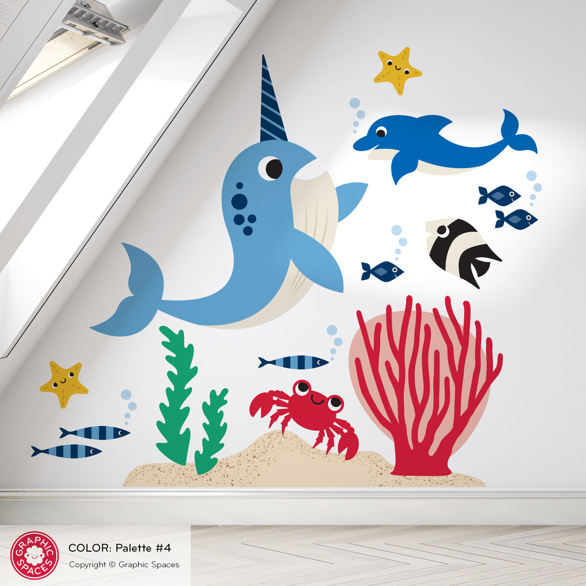 Narwhal &amp; Ocean Friends Peel-and-Stick Wall Decals