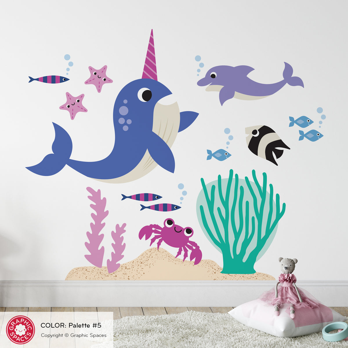 Narwhal &amp; Ocean Friends Peel-and-Stick Wall Decals