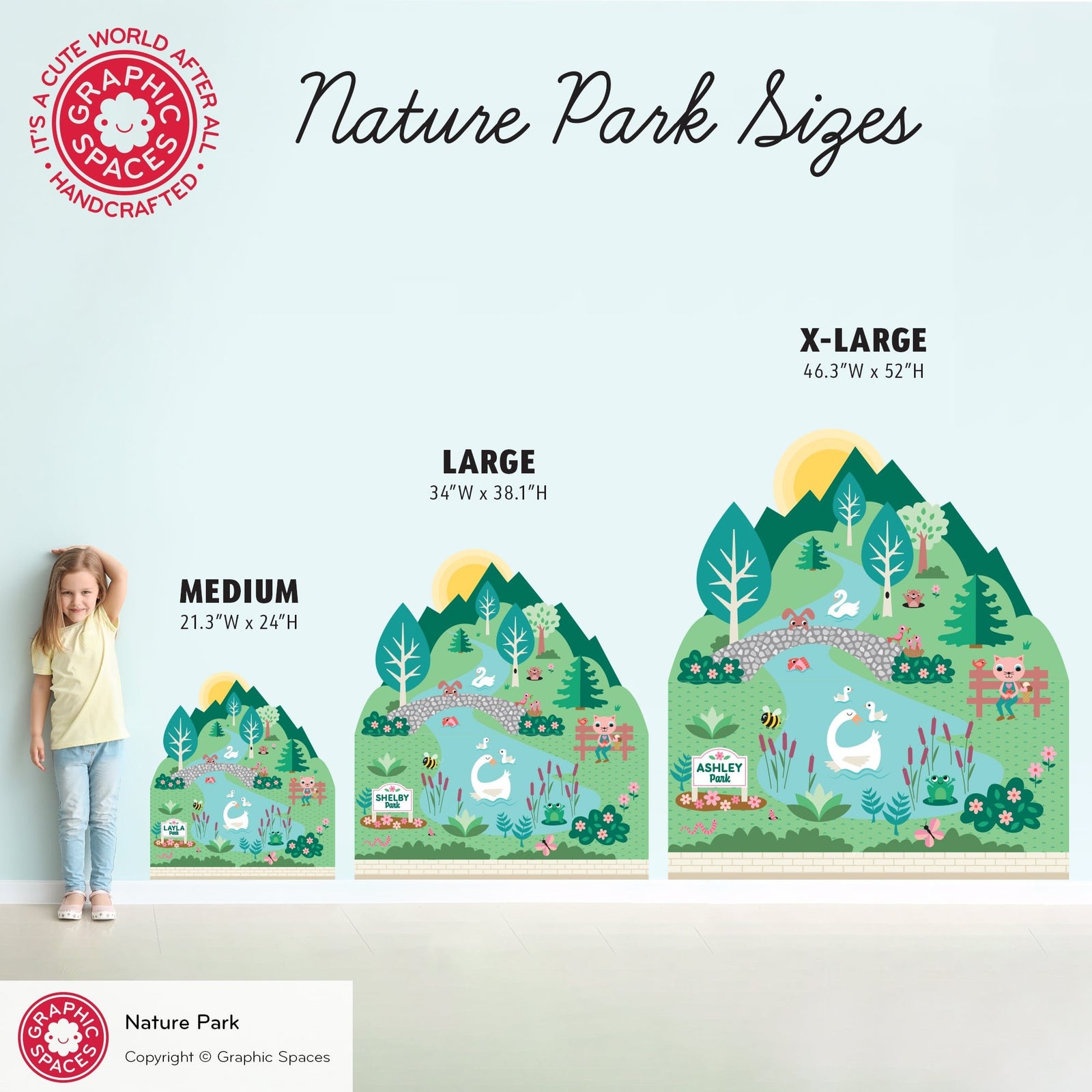 Kids Wall Decal - Happy Town Nature Park (Personalized) - Graphic Spaces