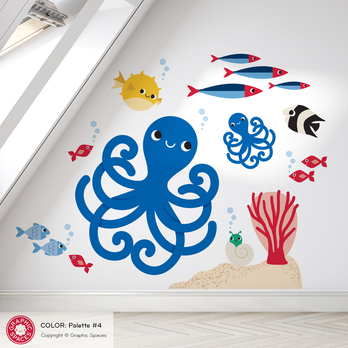Octopus &amp; Ocean Friends Fabric Wall Decal