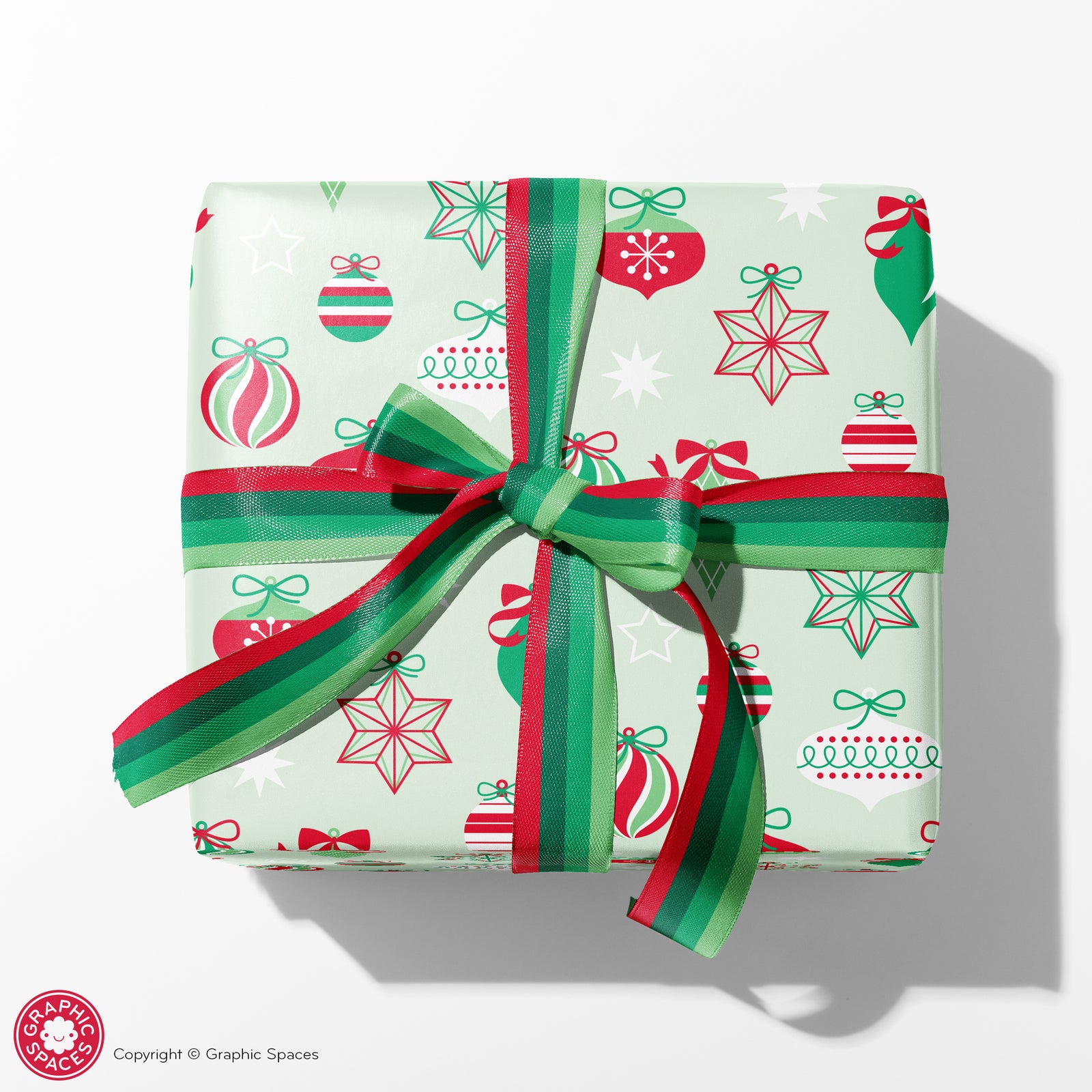 Wrapping Paper - Christmas Retro Ornament (Green & Red) - Graphic Spaces