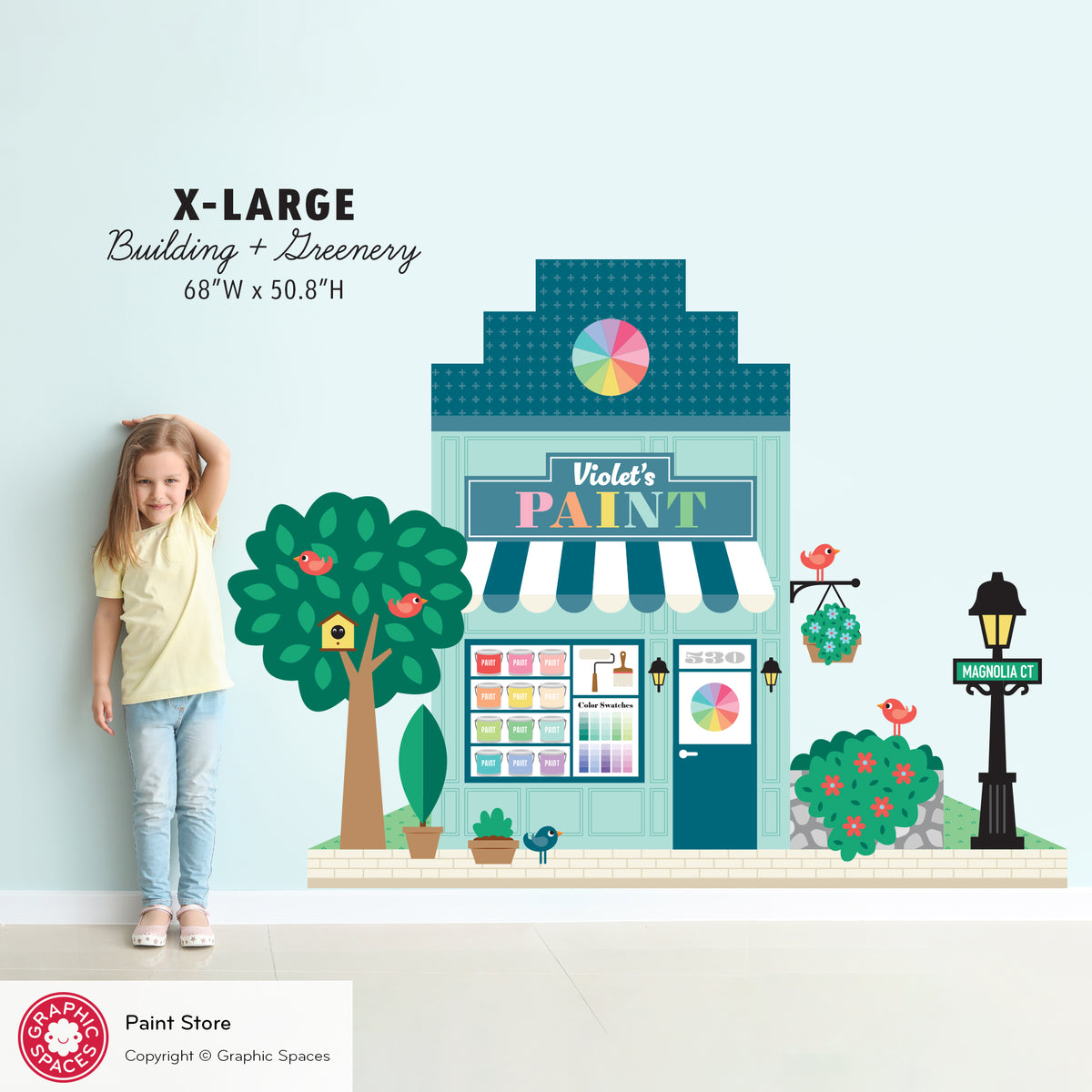 Paint Store Fabric Wall Decal - Happy Town