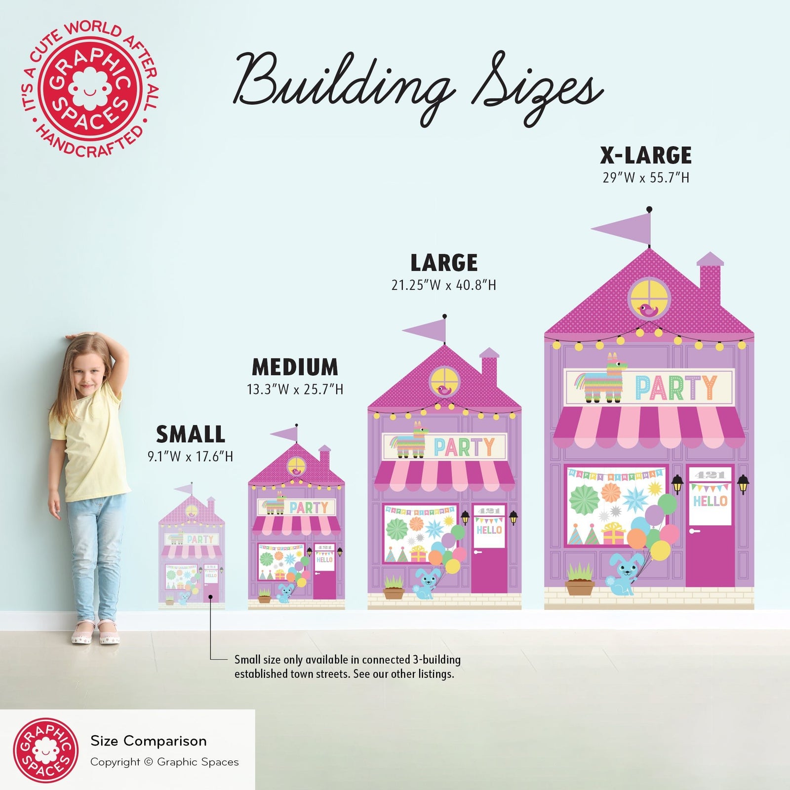 Kids Wall Decal - Happy Town Party Shop (Personalized) - Graphic Spaces