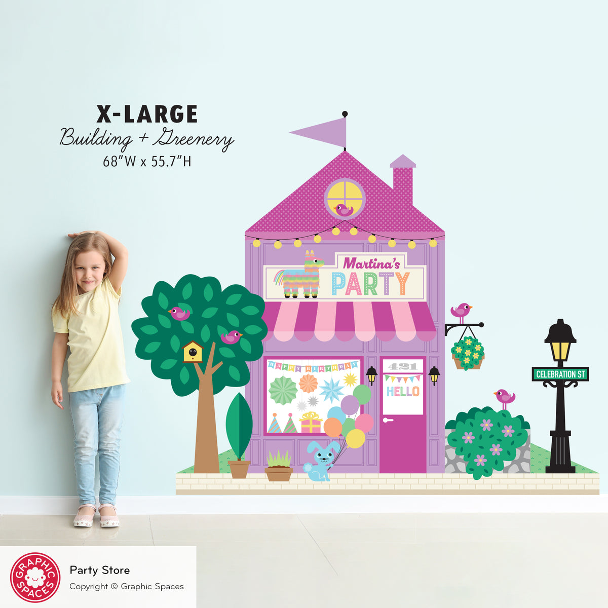 Party Shop Fabric Wall Decal - Happy Town