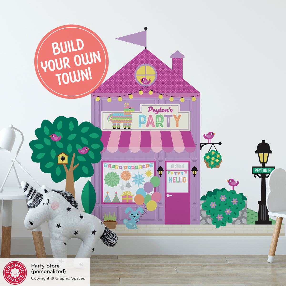 Wall Decal - Happy Town Party Shop (Personalized)