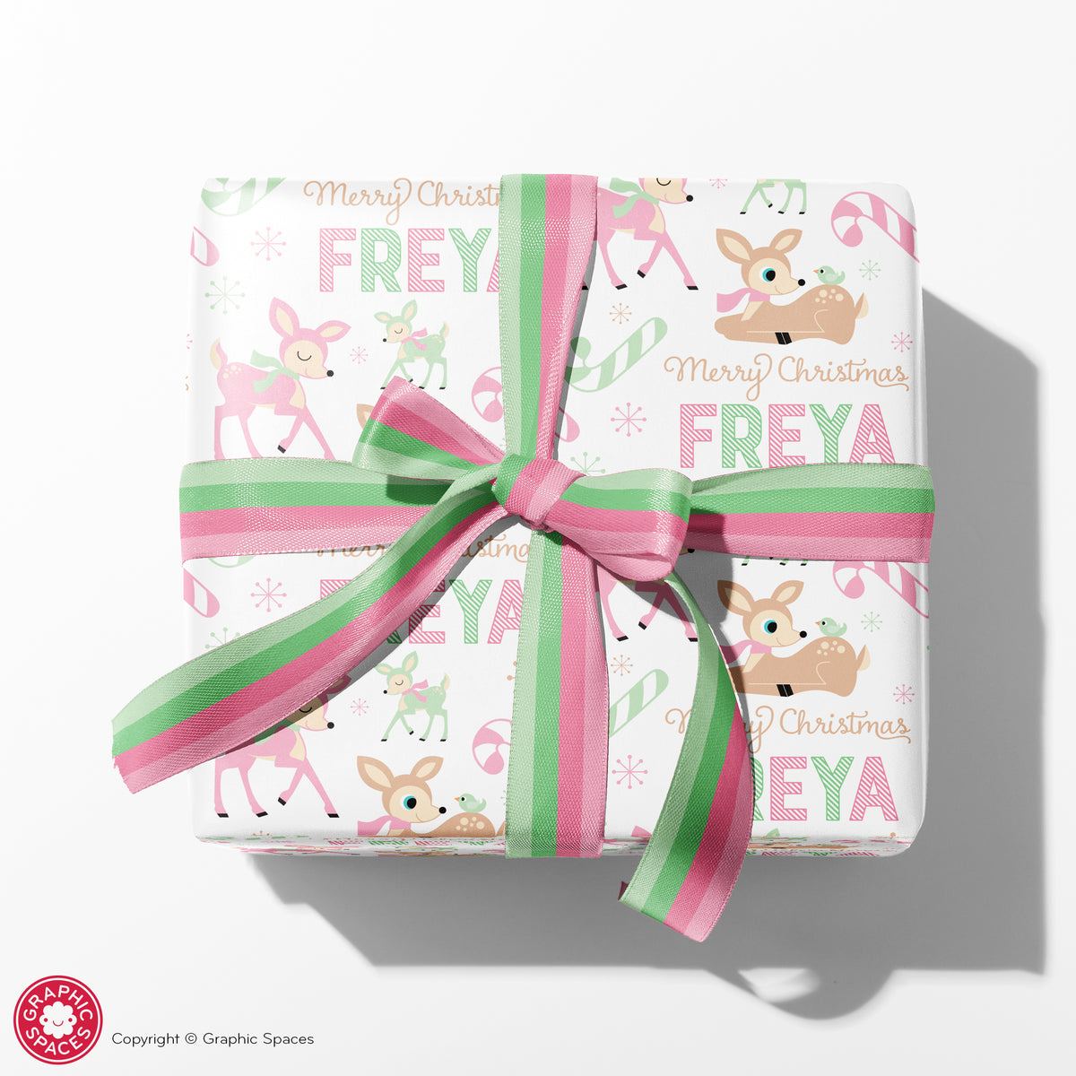 Deer Pastel Christmas Personalized Wrapping Paper