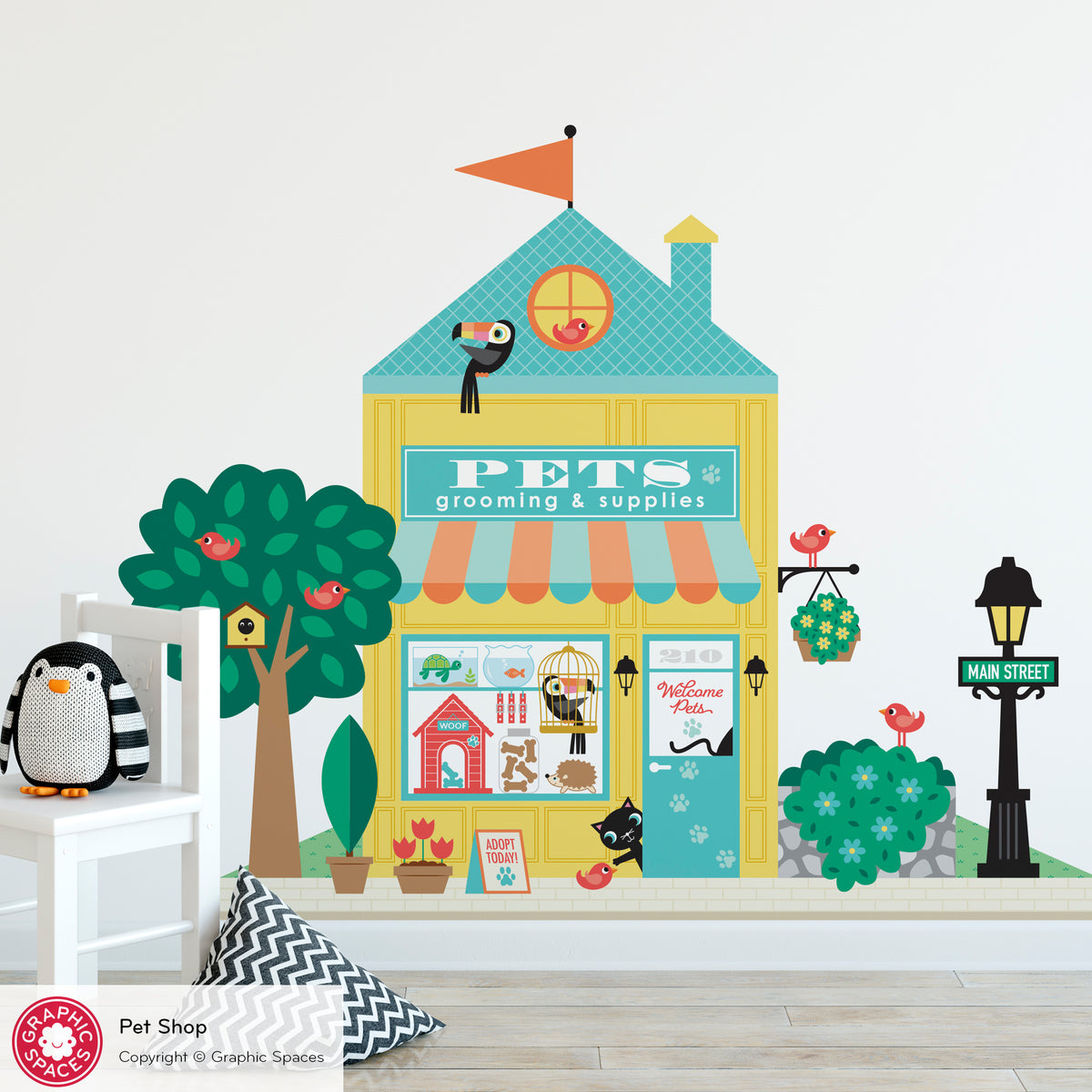 Pet Shop Fabric Wall Decal - Happy Town