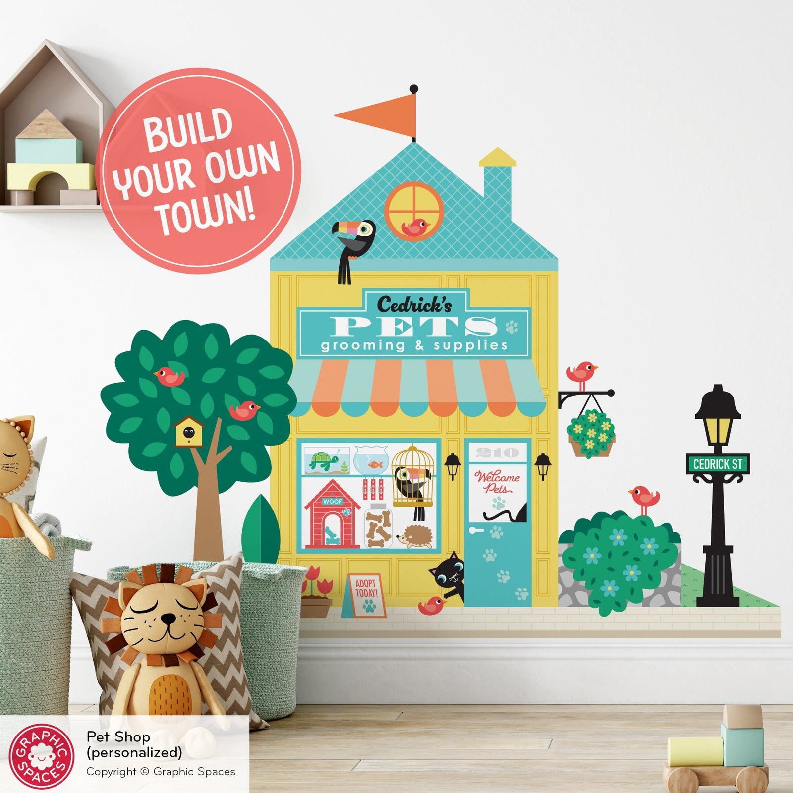 Kids Wall Decal - Happy Town Pet Shop (Personalized) - Graphic Spaces