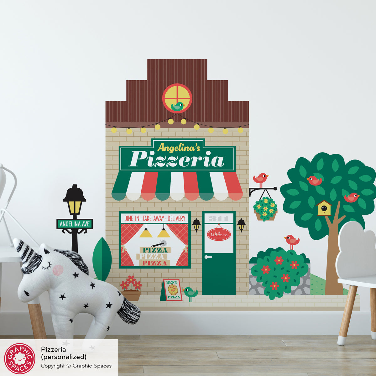 Pizzeria Fabric Wall Decal - Happy Town