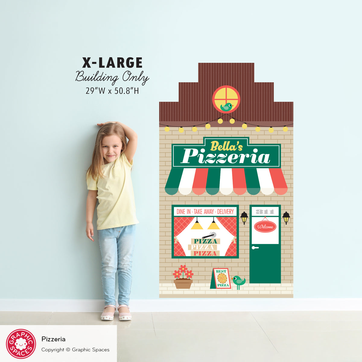 Pizzeria Fabric Wall Decal - Happy Town