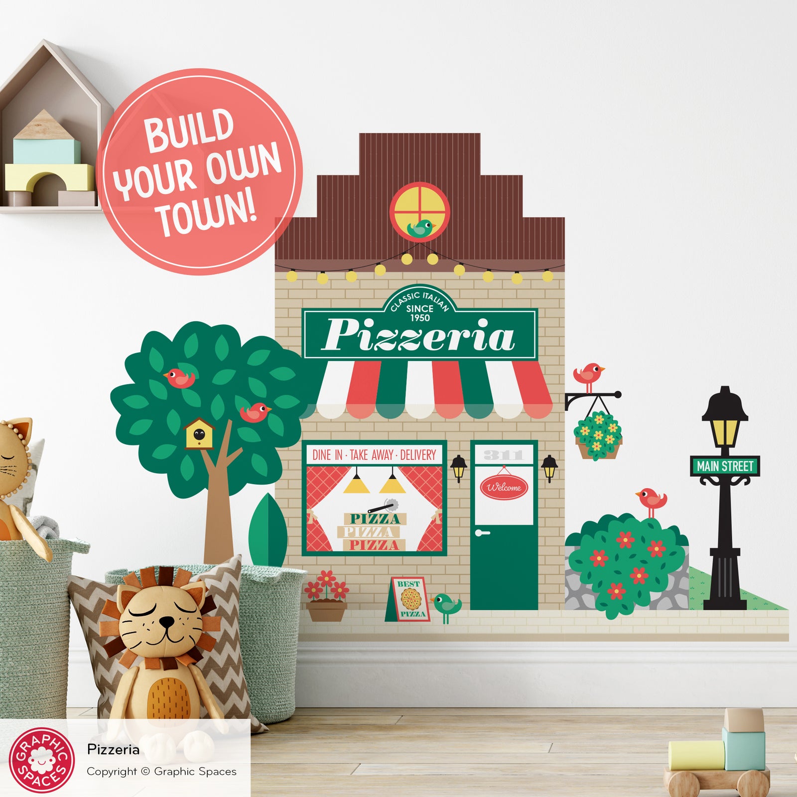 Kids Wall Decal - Happy Town Pizzeria - Graphic Spaces