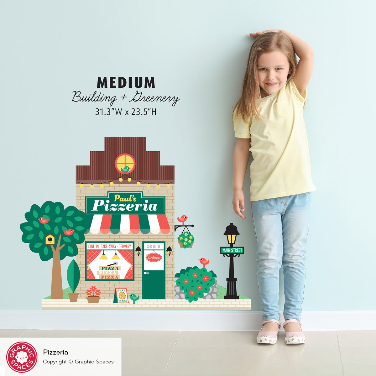 Pizzeria Fabric Wall Decal - Happy Town