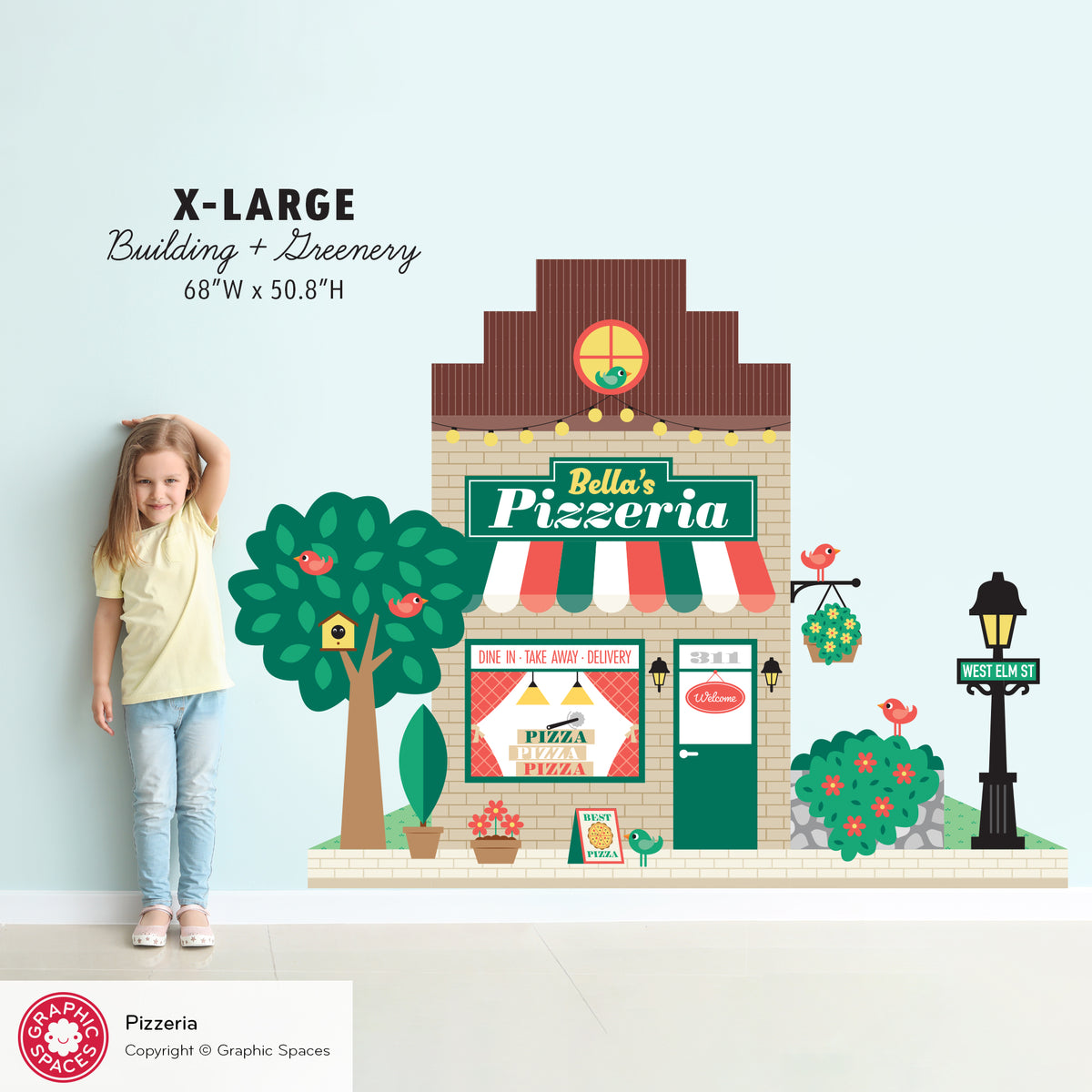 Pizzeria Fabric Wall Decal - Happy Town