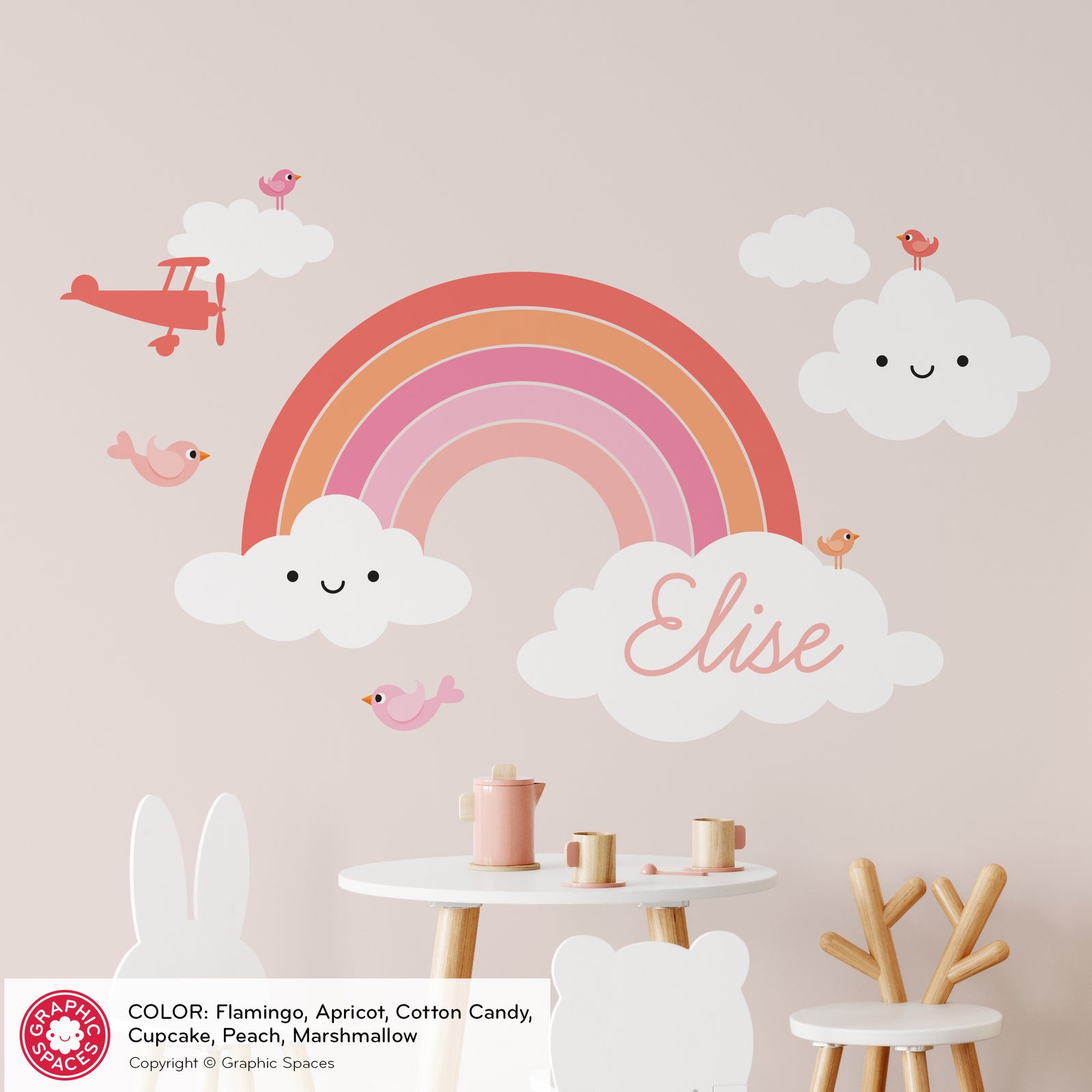 Kids Wall Decal - Happy Rainbow (Personalized) - Graphic Spaces